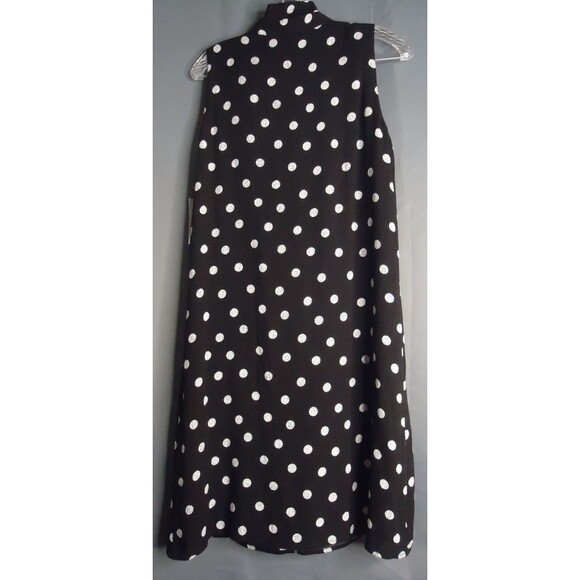 Tribal Femme High Tie Neck Knee Length Dress Black White Polka Dot Size TP/XS - Picture 9 of 10